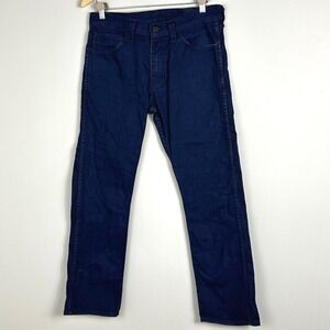 Levis 513 Mens Slim Straight Jeans Dark Blue Sz 32 Zip Fly Stretch Denim Minimal